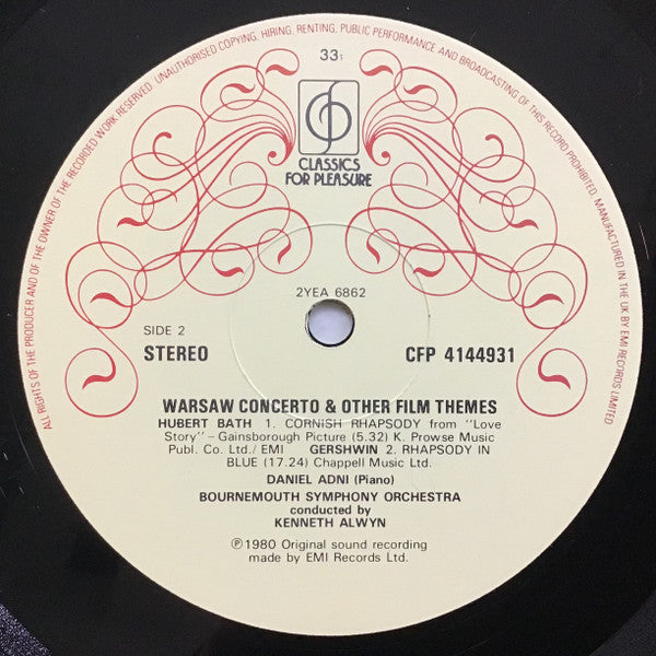 Daniel Adni, Bournemouth Symphony Orchestra, Kenneth Alwyn : Warsaw Concerto And Other Film Themes (LP, RE)