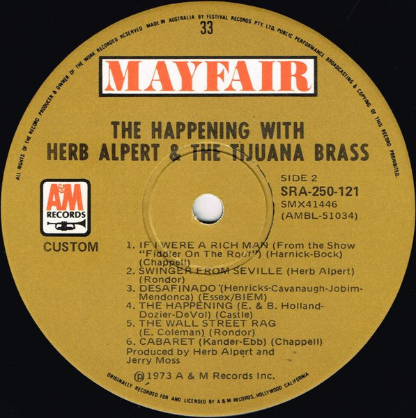 Herb Alpert & The Tijuana Brass : The Happening With Herb Alpert And The Tijuana Brass (LP, Comp)