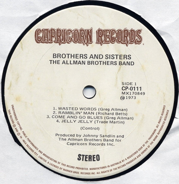 The Allman Brothers Band : Brothers And Sisters (LP, Album, Gat)