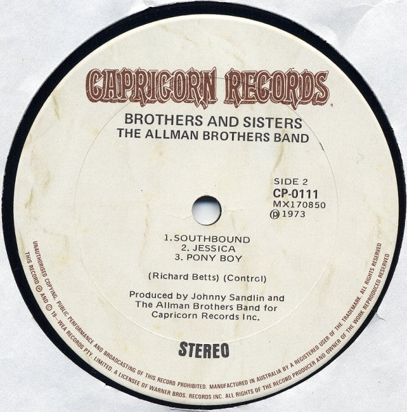 The Allman Brothers Band : Brothers And Sisters (LP, Album, Gat)