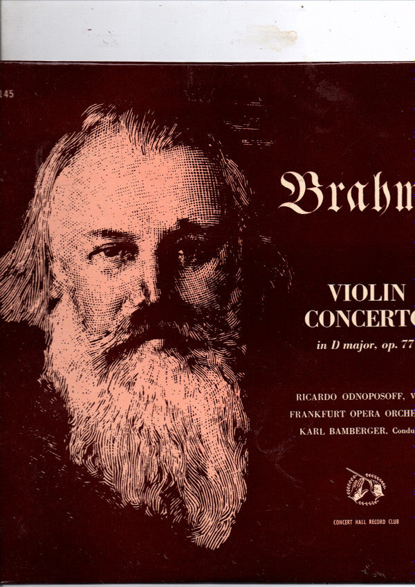 Johannes Brahms, Ricardo Odnoposoff, Frankfurter Opern- Und Museumsorchester, Carl Bamberger : Violin Concerto In D Major, Op. 77 (10", Mono)