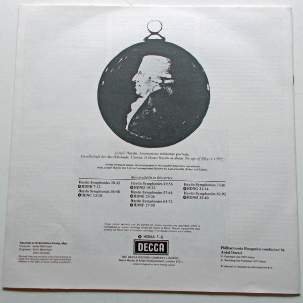 Joseph Haydn - Philharmonia Hungarica, Antal Dorati : Symphonies 1-19 (6xLP)