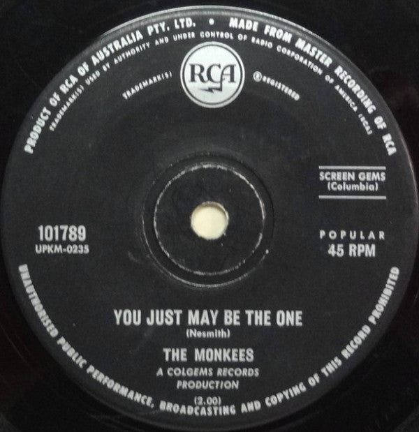 The Monkees : I Wanna Be Free / You Just May Be The One (7", Single)