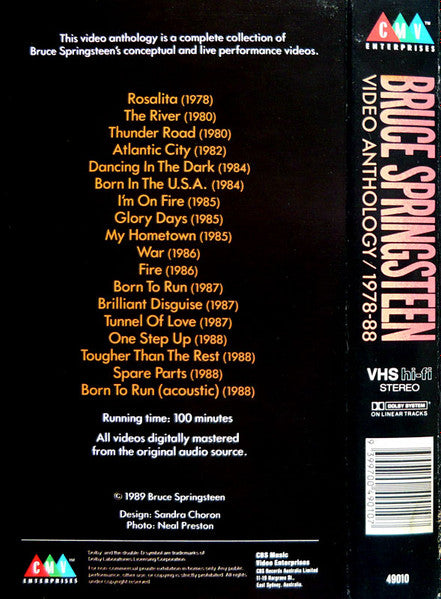 Bruce Springsteen : Video Anthology / 1978-88 (VHS, PAL)