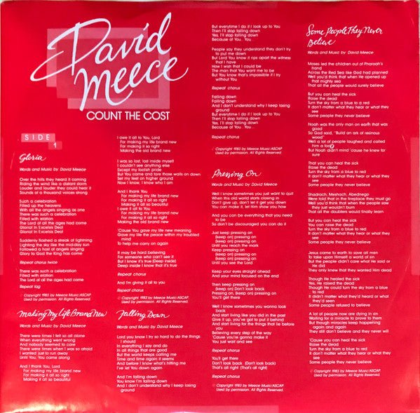 David Meece : Count The Cost (LP, Album, Mon)