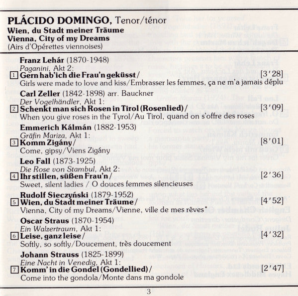 Plácido Domingo*, English Chamber Orchestra, Ambrosian Singers*, Julius Rudel : Wien, Du Stadt Meiner Träume (CD, Album)