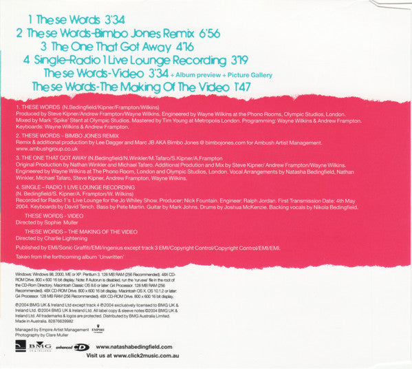 Natasha Bedingfield : These Words (CD, Maxi, Enh)