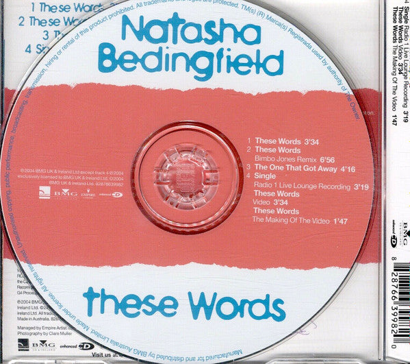 Natasha Bedingfield : These Words (CD, Maxi, Enh)