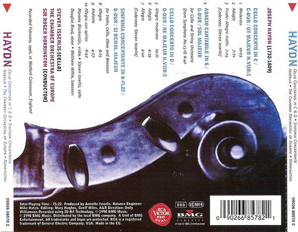 Joseph Haydn, The Chamber Orchestra Of Europe, Steven Isserlis, Roger Norrington : Joseph Haydn - Cello Concertos In C & D - Sinfonia Concertante (CD)