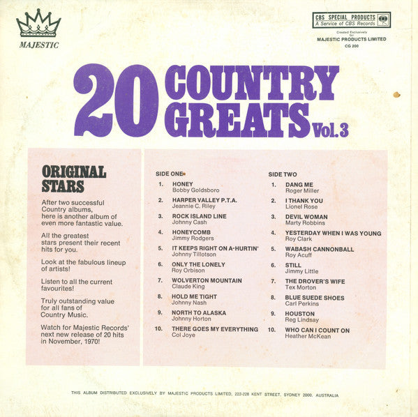 Various : 20 Country Greats Vol. 3 (LP, Comp, Ltd)