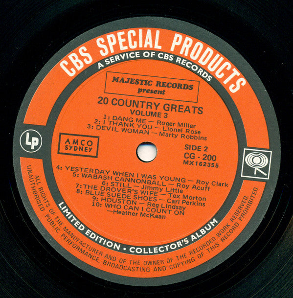 Various : 20 Country Greats Vol. 3 (LP, Comp, Ltd)