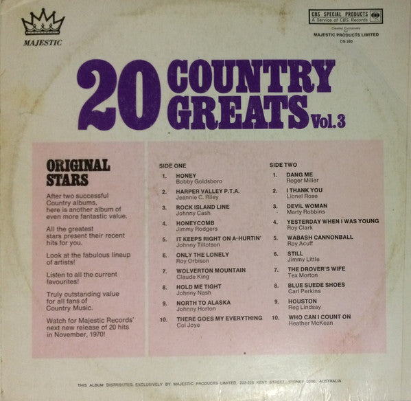 Various : 20 Country Greats Vol. 3 (LP, Comp, Ltd)