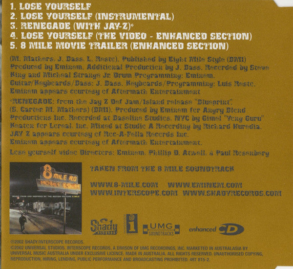 Eminem : Lose Yourself (CD, Single, Enh)