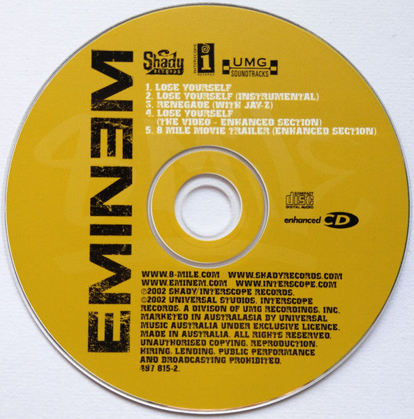 Eminem : Lose Yourself (CD, Single, Enh)