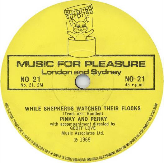 Pinky & Perky With Accompaniment Directed By Geoff Love : The Holly And The Ivy / While Shepherds Watched (7", Single, Yel)