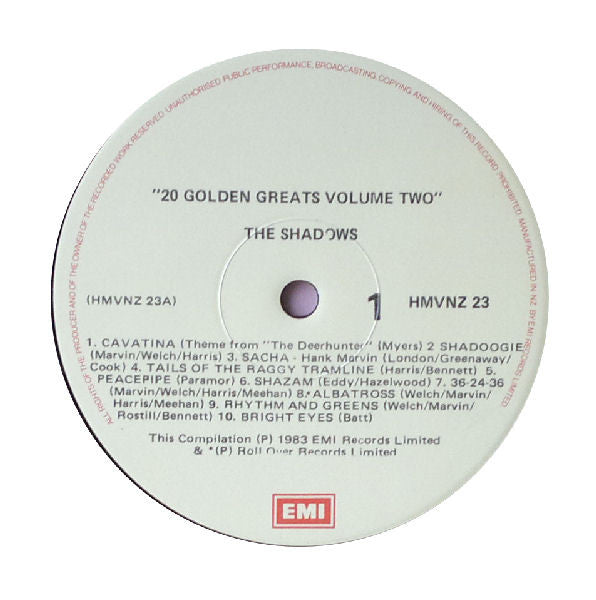 The Shadows : The Shadows 20 Golden Greats Volume 2 (LP, Comp)