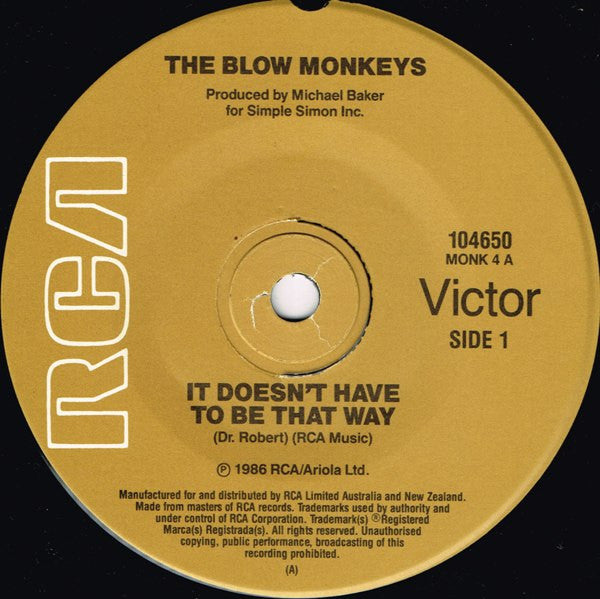 The Blow Monkeys : It Doesn't Have To Be This Way (7")