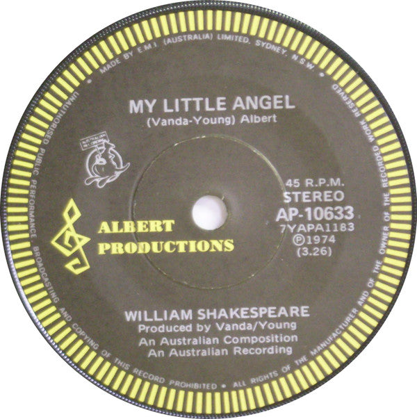 William Shakespeare (2) : My Little Angel (7", Single)
