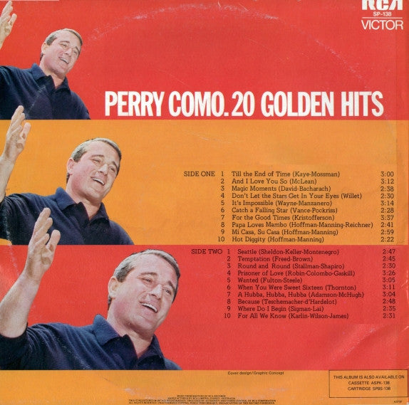 Perry Como : 20 Golden Hits (LP, Comp, RE)