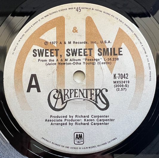 Carpenters : Sweet, Sweet Smile (7", Single)