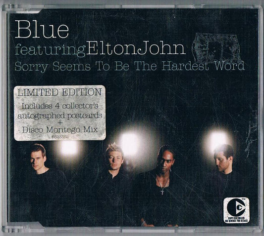 Blue (5) Featuring Elton John : Sorry Seems To Be The Hardest Word (CD, Single, Enh, Ltd, Pos)
