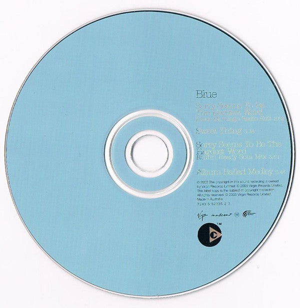 Blue (5) Featuring Elton John : Sorry Seems To Be The Hardest Word (CD, Single, Enh, Ltd, Pos)