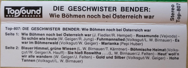 Geschwister Bender : Wie Böhmen Noch Bei Österreich War (Cass)