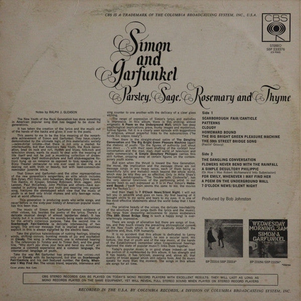 Simon & Garfunkel : Parsley, Sage, Rosemary And Thyme (LP, Album, RE)
