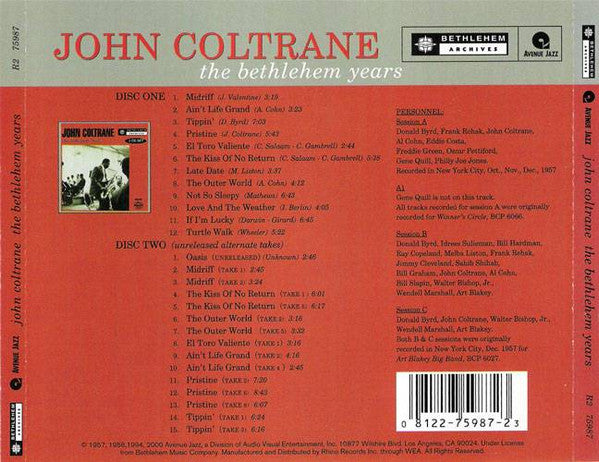 John Coltrane : The Bethlehem Years (2xCD, Comp, RE, RM)