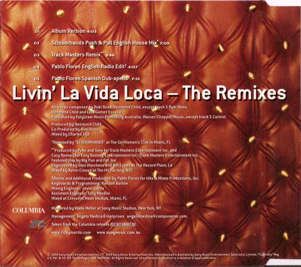 Ricky Martin : Livin' La Vida Loca (The Remixes) (CD, Maxi)