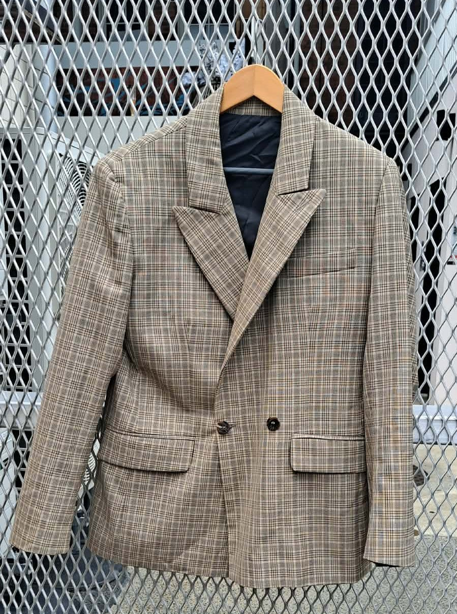 Ernest W. Baker Grey‑Brown Check Virgin Wool Blazer (Mens XS) – Spring/Summer 2022