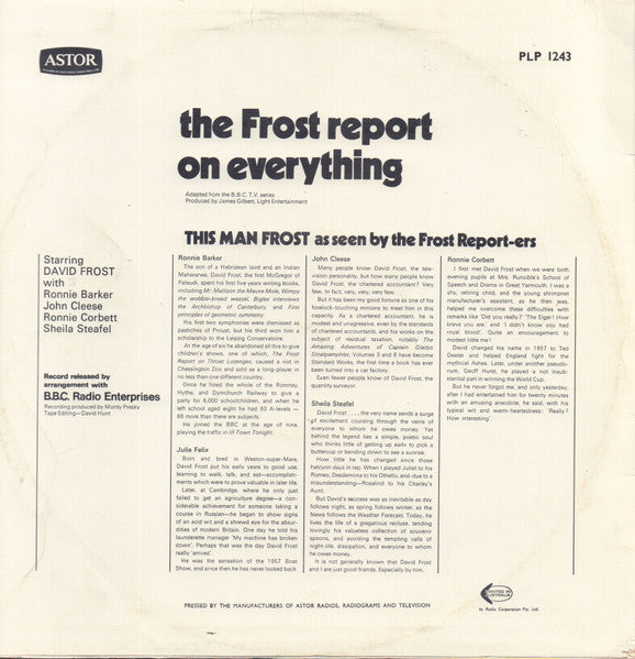 David Frost : The Frost Report On Everything (LP, Album)