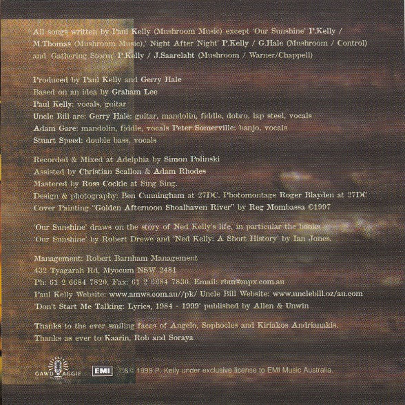 Paul Kelly (2) With Uncle Bill : Smoke (CD, Album)