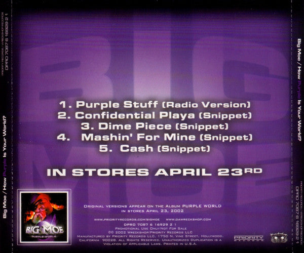 Big Moe : How Purple Is Your World? (CD, Promo, Smplr)