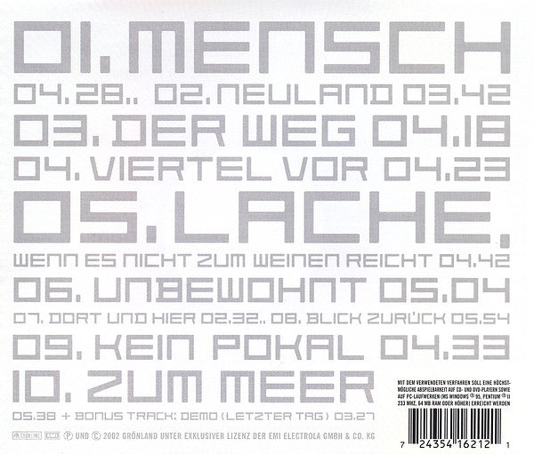 Herbert Grönemeyer : Mensch (CD, Album, Copy Prot.)