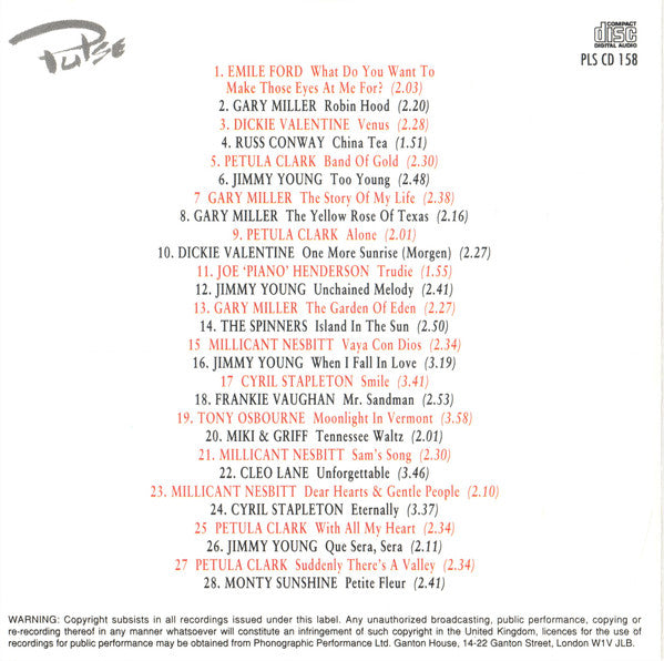Various : Unforgettable Hits Of The Fifties (CD, Comp, RE)
