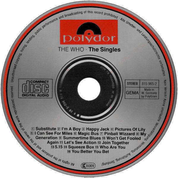 The Who : The Singles (CD, Comp, Mono, RE)