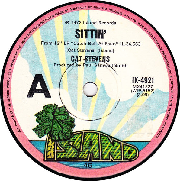 Cat Stevens : Sittin' (7", Single)