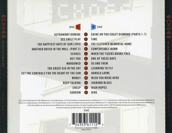 Pink Floyd : Echoes (The Best Of Pink Floyd) (2xCD, Comp, Mixed, RM, O-C)