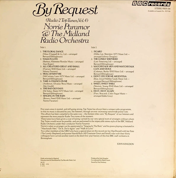 Norrie Paramor And The Midland Radio Orchestra : By Request (Radio 2 Top Tunes, Vol. 4) (LP, Album)