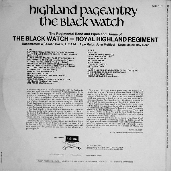 The Band Of The Black Watch : Highland Pageantry  (LP, Album)