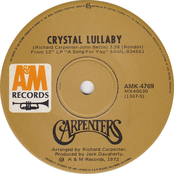 Carpenters : Goodbye To Love (7", Single)
