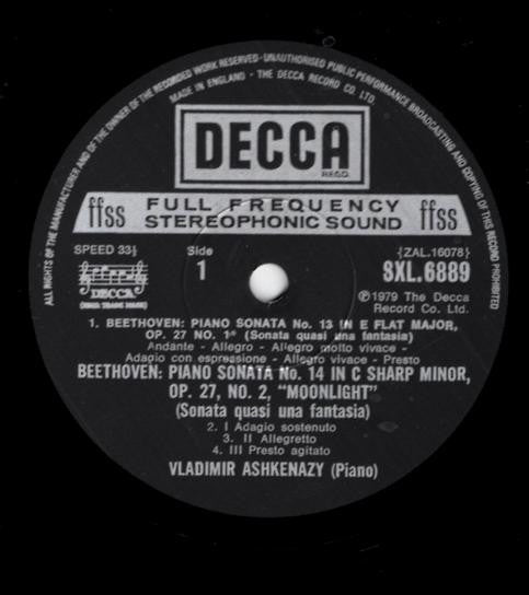 Beethoven* - Vladimir Ashkenazy : Piano Sonatas Nos. 13, 14 & 16 (LP)
