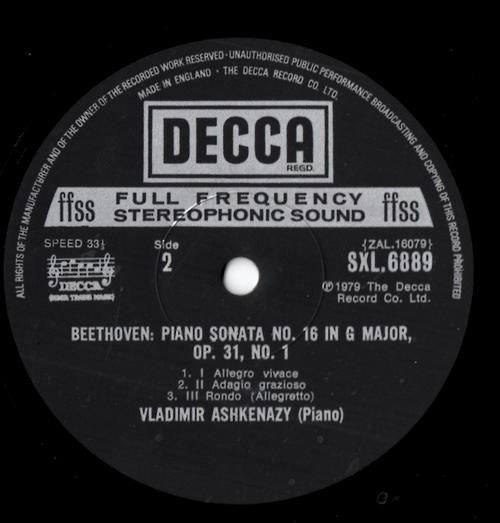 Beethoven* - Vladimir Ashkenazy : Piano Sonatas Nos. 13, 14 & 16 (LP)