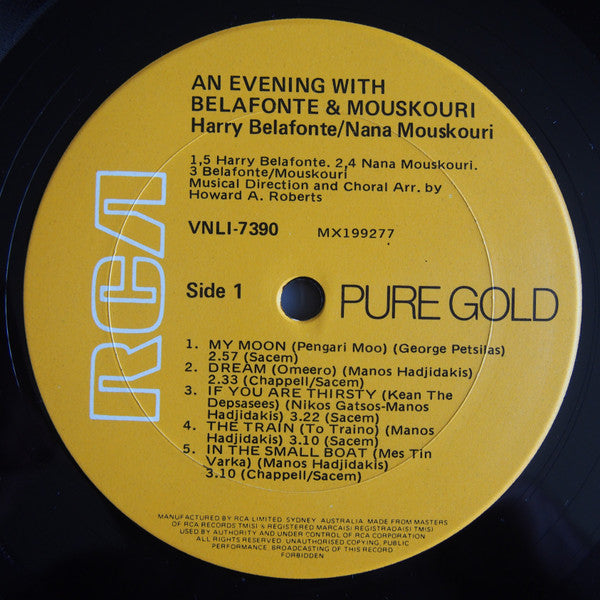 Harry Belafonte / Nana Mouskouri : An Evening With Belafonte / Mouskouri (LP, Album, RE)