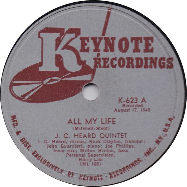 J.C. Heard Quintet : All My Life / Groovin' With J.C. (Shellac, 10")