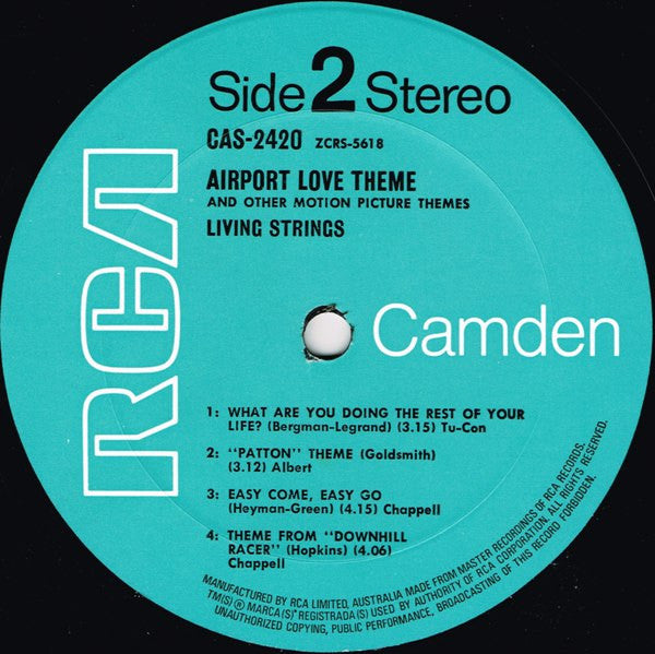 Living Strings : Airport Love Theme And Other Motion Picture Themes (LP, Album, RE)