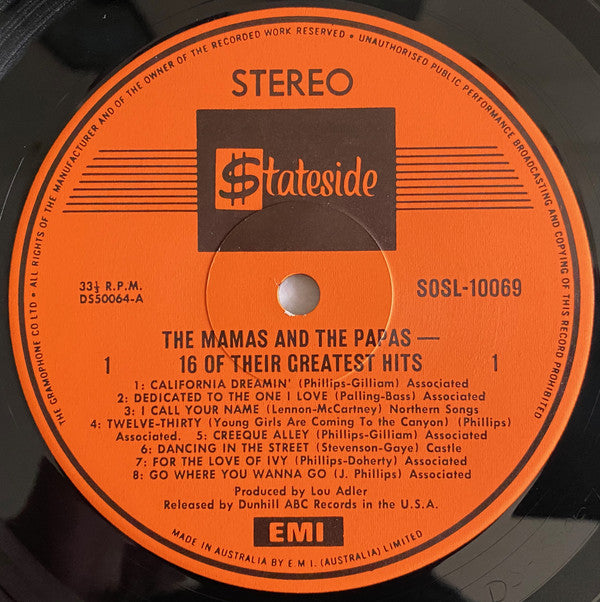The Mamas & The Papas : 16 Of Their Greatest Hits (LP, Comp)