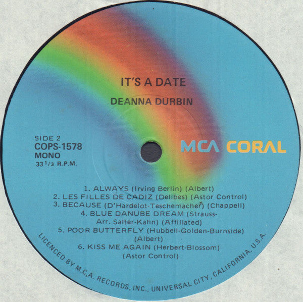 Deanna Durbin : It's A Date (LP, Mono)