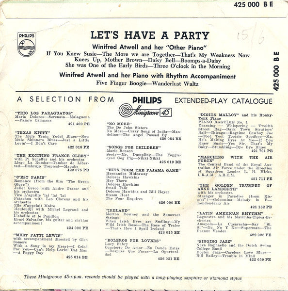 Winifred Atwell : Let's Have A Party (7", EP)